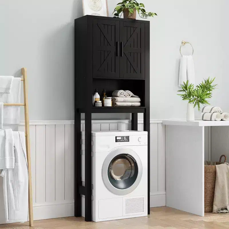 23.6 Inches Wide Toilet Rack with Over The Toilet Storage Cabinet, Bathroom Shelf Organizer with Anti-Tip Device, Freestanding Space Saver