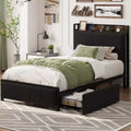 Acekool Twin XL Platform Bed Frame with Storage Headboard, Drawers and USB Ports, Upholstered Corduroy Bed, No Box Spring Needed