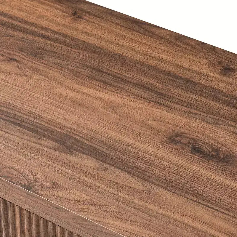 Large Modern Nightstand with Drawer & Open Compartment — Walnut, Recessed Bedside Table