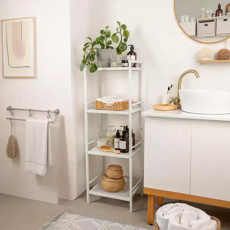 3/4-Tier Freestanding Ladder Shelf Organizer — Metal Storage Rack for Any Room