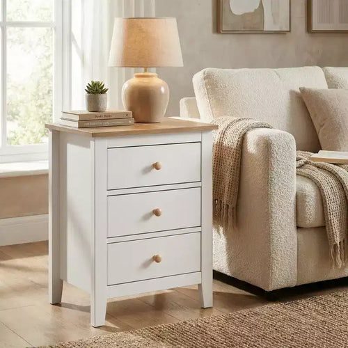 3 Drawer Nightstand with Solid Wood Knobs