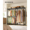 Heavy-Duty Garment Rack with Adjustable Shelves, Hanging Rails & Dust Cover — Cloud White