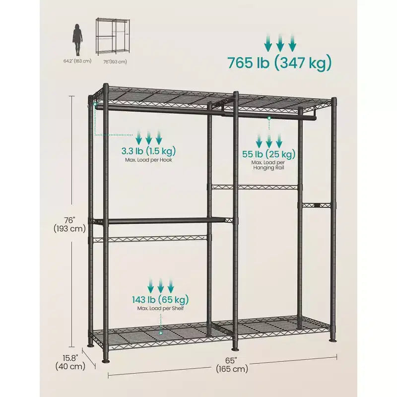 Heavy-Duty Garment Rack with Adjustable Shelves, Hanging Rails & Dust Cover — Cloud White