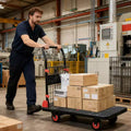 1000 lbs Platform Cart with Cage — 4-Wheel Folding Dolly for Warehouse Moving & Storage