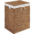 Handwoven Water Hyacinth Laundry Hamper with Lid, Removable Liner & Built-in Handles