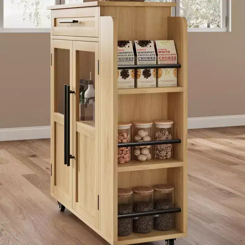 Kitchen Island with Storage, Kitchen Storage Island with Spice Rack and Drawer, 360 Rolling Kitchen on Wheels, for Home, Dining Room