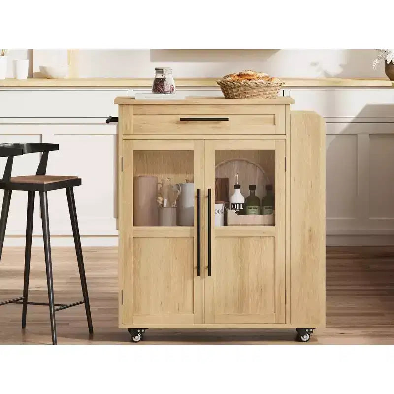 Kitchen Island with Storage, Kitchen Storage Island with Spice Rack and Drawer, 360 Rolling Kitchen on Wheels, for Home, Dining Room