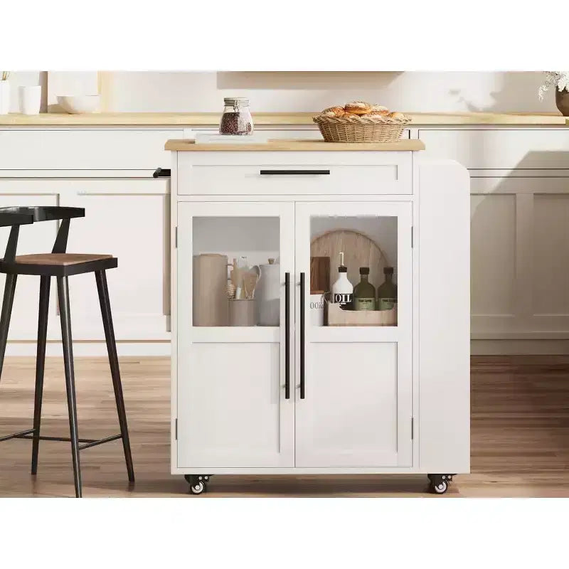 Kitchen Island with Storage, Kitchen Storage Island with Spice Rack and Drawer, 360 Rolling Kitchen on Wheels, for Home, Dining Room