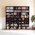 8-Tier DVD & Media Storage Cabinet — 55.91"x51.18" Multimedia Shelf for CDs, DVDs, Books & Games, Brown