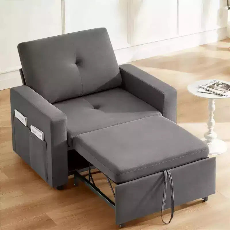42.5" Extra-Wide 3-in-1 Convertible Sleeper Chair Bed with 5-Level Reclining Backrest & Side Pockets