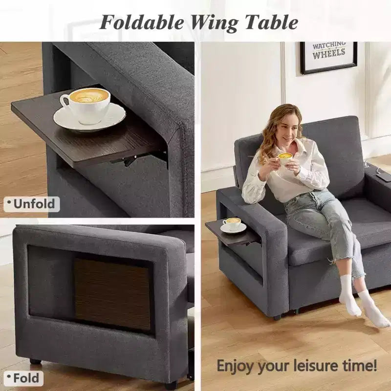 42.5" Extra-Wide 3-in-1 Convertible Sleeper Chair Bed with 5-Level Reclining Backrest & Side Pockets