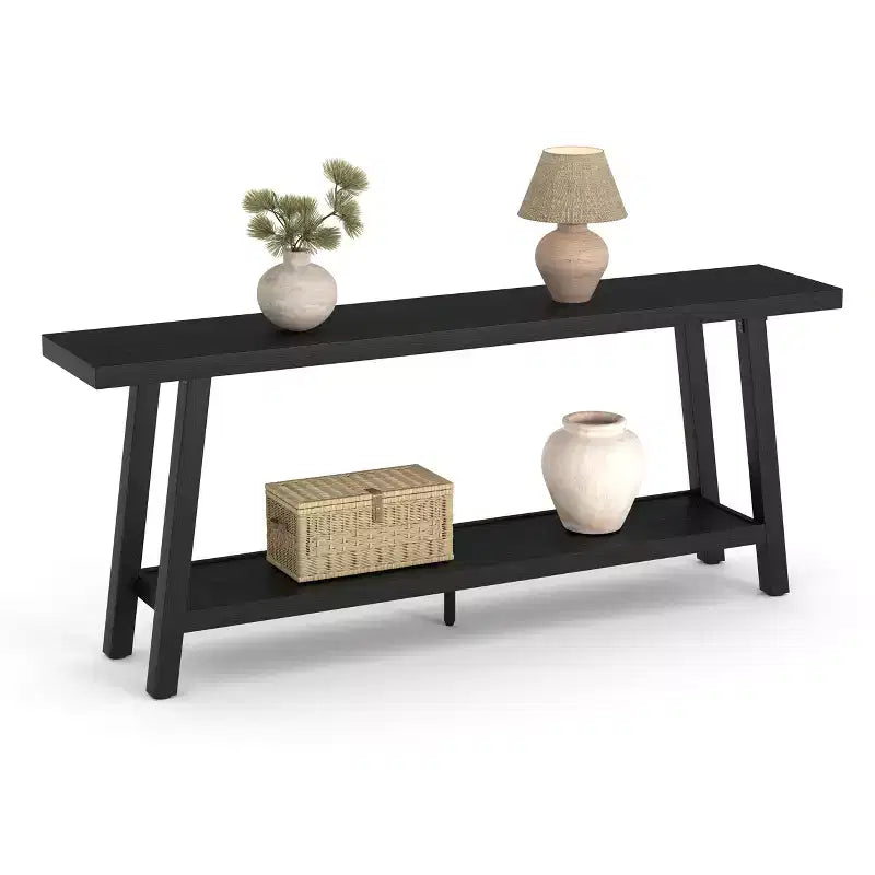 Extra Long Console Table for Living Room - Modern Brown Entryway Sofa Table - Sleek Rectangular Accent Furniture - Sturdy Design - 70.87 Inches