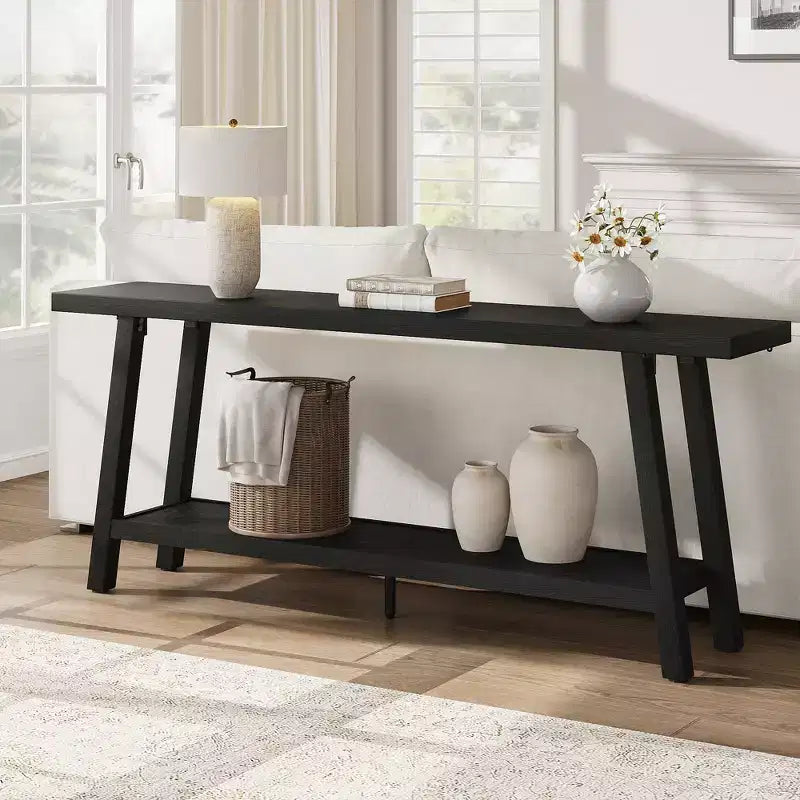 Extra Long Console Table for Living Room - Modern Brown Entryway Sofa Table - Sleek Rectangular Accent Furniture - Sturdy Design - 70.87 Inches
