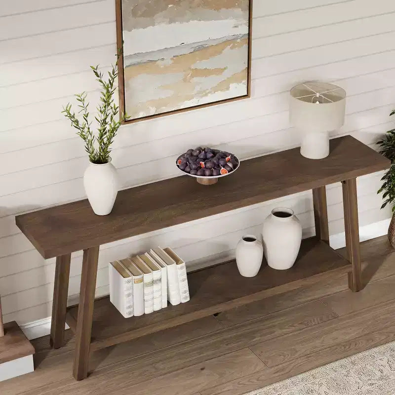 Extra Long Console Table for Living Room - Modern Brown Entryway Sofa Table - Sleek Rectangular Accent Furniture - Sturdy Design - 70.87 Inches