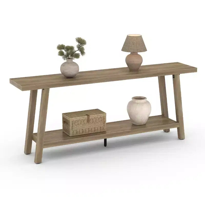 Extra Long Console Table for Living Room - Modern Brown Entryway Sofa Table - Sleek Rectangular Accent Furniture - Sturdy Design - 70.87 Inches