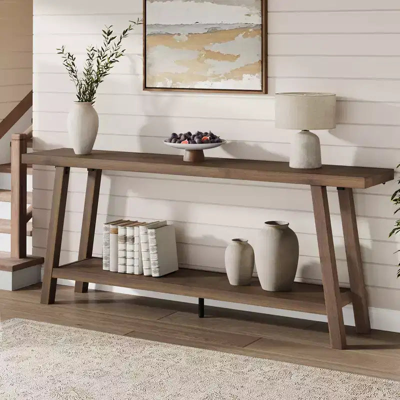 Extra Long Console Table for Living Room - Modern Brown Entryway Sofa Table - Sleek Rectangular Accent Furniture - Sturdy Design - 70.87 Inches