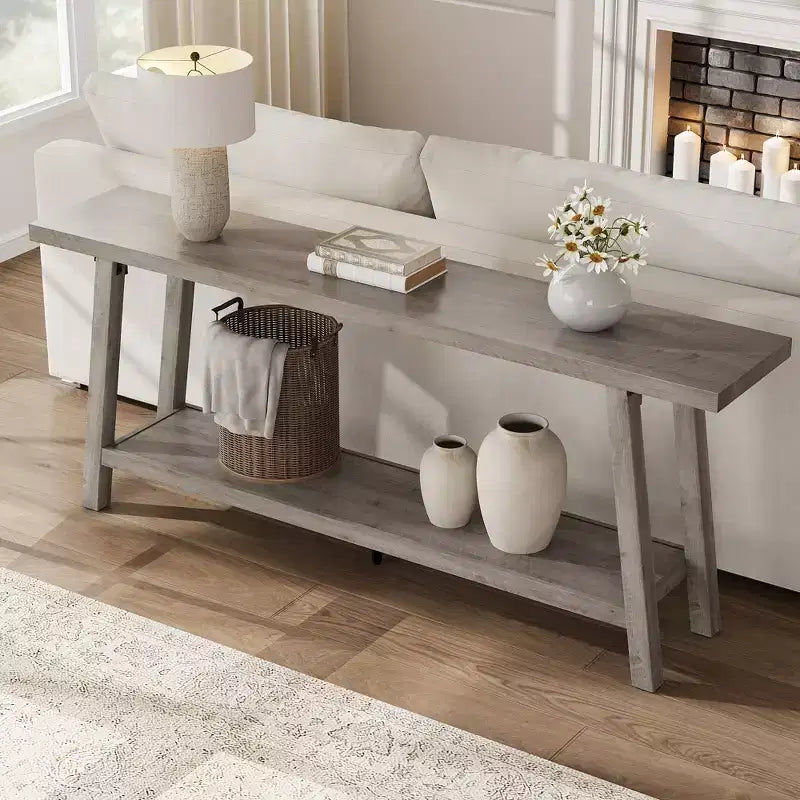Extra Long Console Table for Living Room - Modern Brown Entryway Sofa Table - Sleek Rectangular Accent Furniture - Sturdy Design - 70.87 Inches