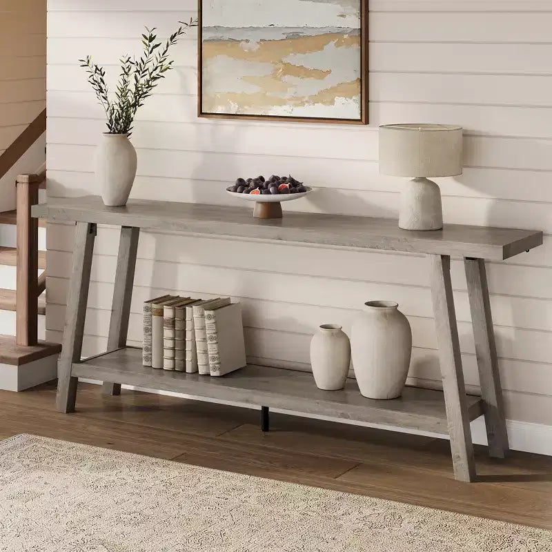 Extra Long Console Table for Living Room - Modern Brown Entryway Sofa Table - Sleek Rectangular Accent Furniture - Sturdy Design - 70.87 Inches