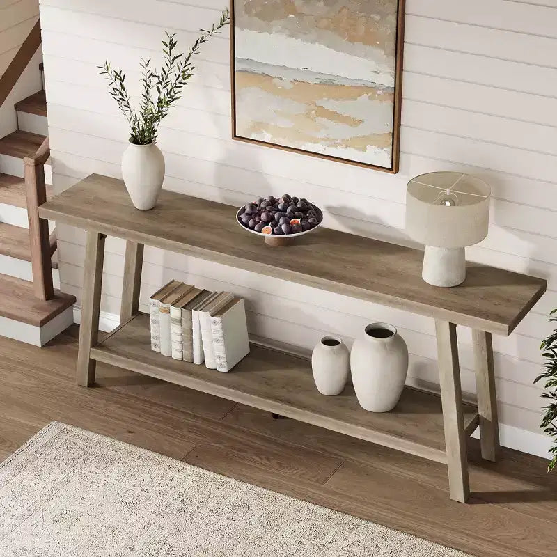 Extra Long Console Table for Living Room - Modern Brown Entryway Sofa Table - Sleek Rectangular Accent Furniture - Sturdy Design - 70.87 Inches