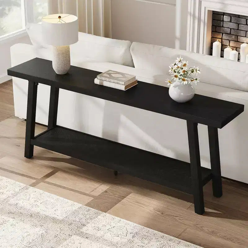 Table Console Extra Longue pour Salon - Table de Canapé d'Entrée Moderne Marron - Meuble d'Appoint Rectangulaire Élégant - Design Robuste - 180 cm