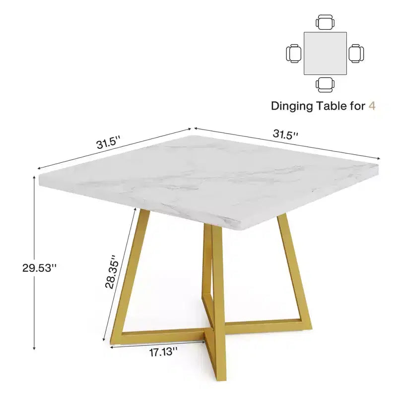 31.5" Square Industrial Dining Table — Vintage Brown MDF Top & Black Metal Frame