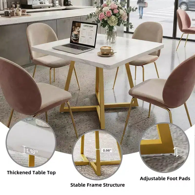 31.5" Square Industrial Dining Table — Vintage Brown MDF Top & Black Metal Frame