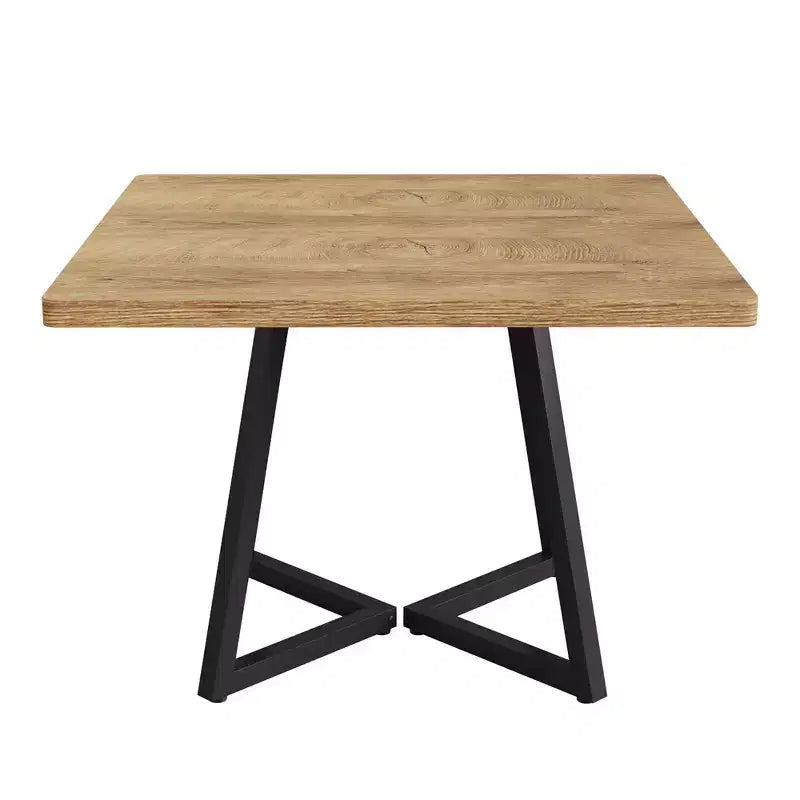 31.5" Square Industrial Dining Table — Vintage Brown MDF Top & Black Metal Frame