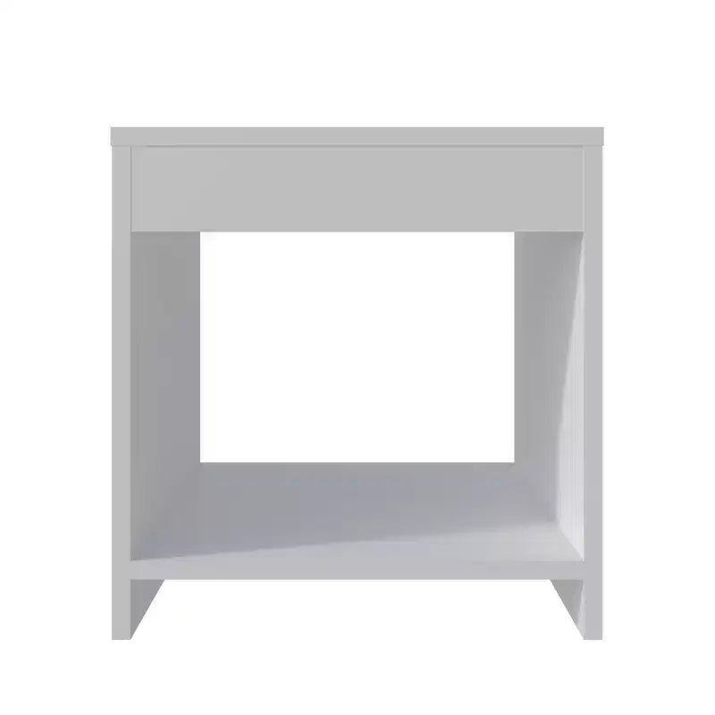 Nightstand with Open Storage Shelf — White, 16.5"H x 15.7"W x 13.9"D