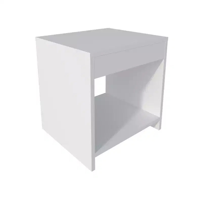 Nightstand with Open Storage Shelf — White, 16.5"H x 15.7"W x 13.9"D