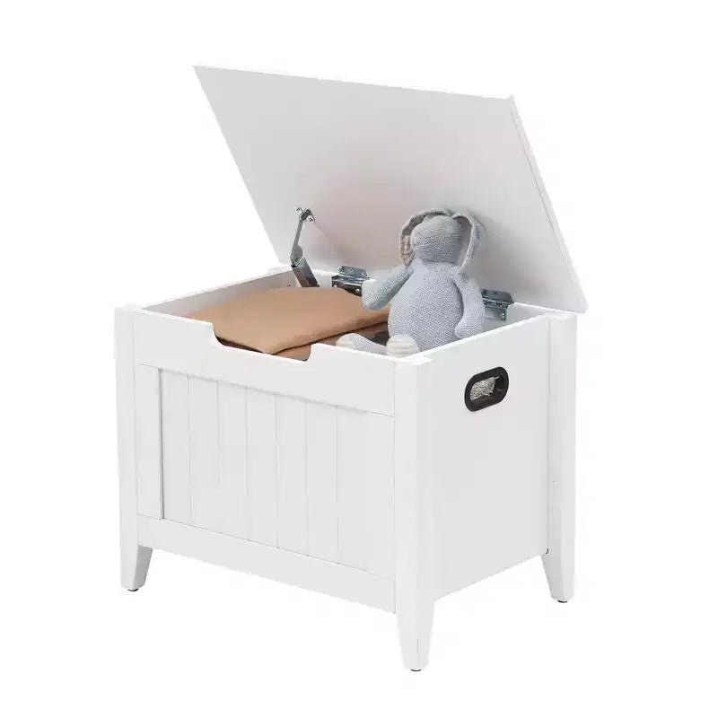 Large Wooden Storage Bench  Top Lid, Thick Padded Seat, 2 Safety Hinges, 260 lb Capacity, for Entryway, Bedroom, Living Room, 23.6, White
