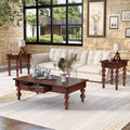 Rectangular Wooden Coffee Table with Storage Drawer and Gourd-Shaped Legs — Walnut
