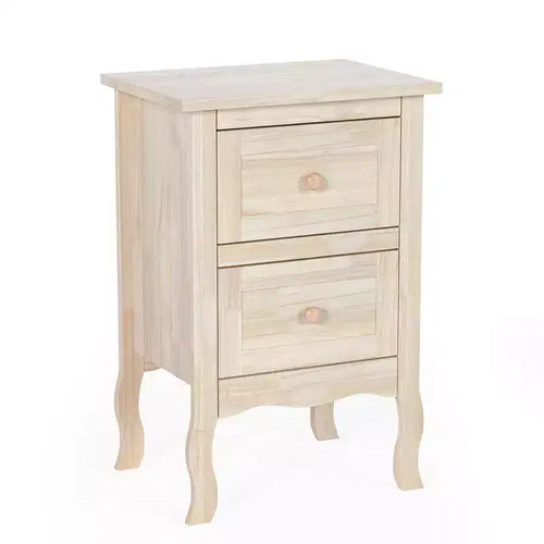 Karl Home 2 Drawer Nightstand Rubber Ash Wood 15.7x11.8x23.6 Inch