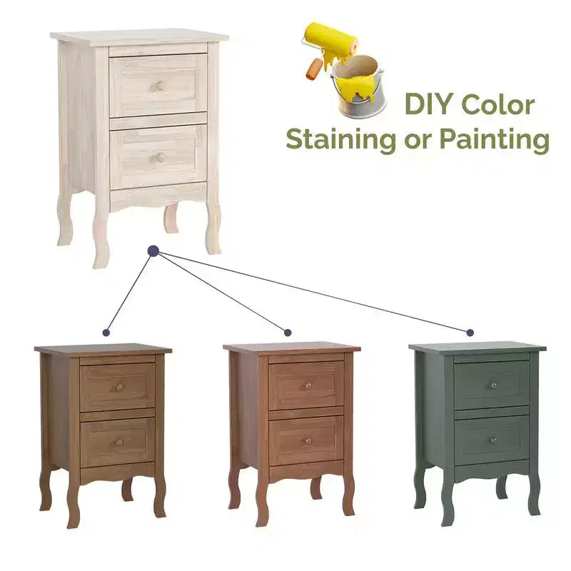 2-Drawer Nightstand in Rubber Ash Wood — 15.7"x11.8"x23.6"