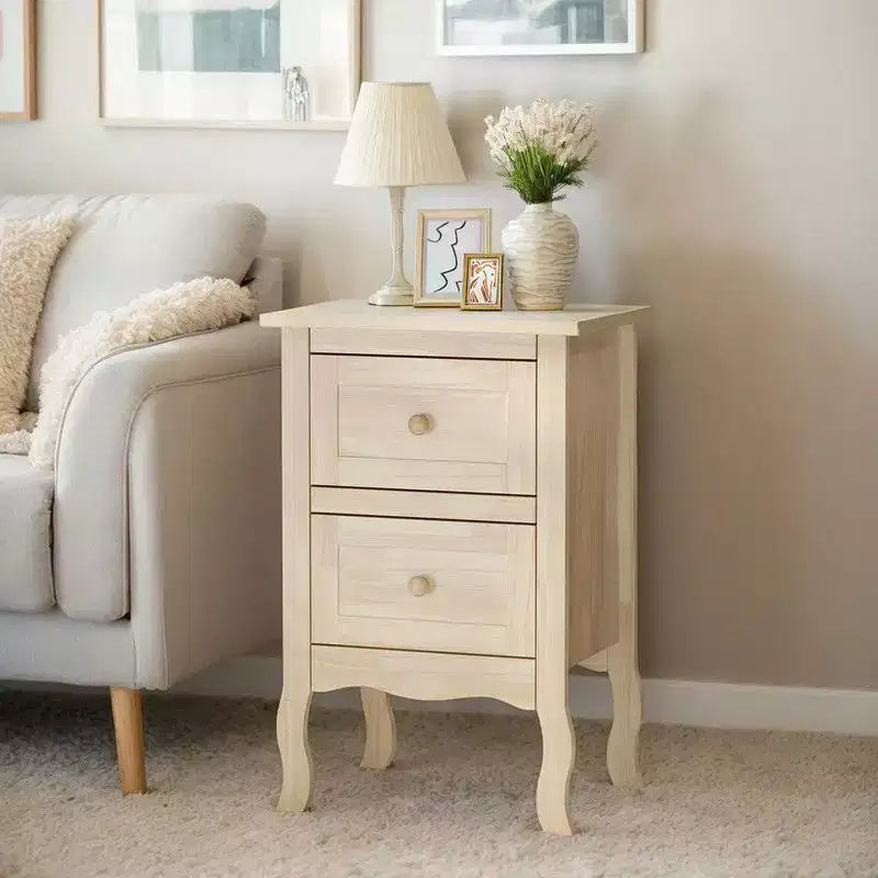 2-Drawer Nightstand in Rubber Ash Wood — 15.7"x11.8"x23.6"