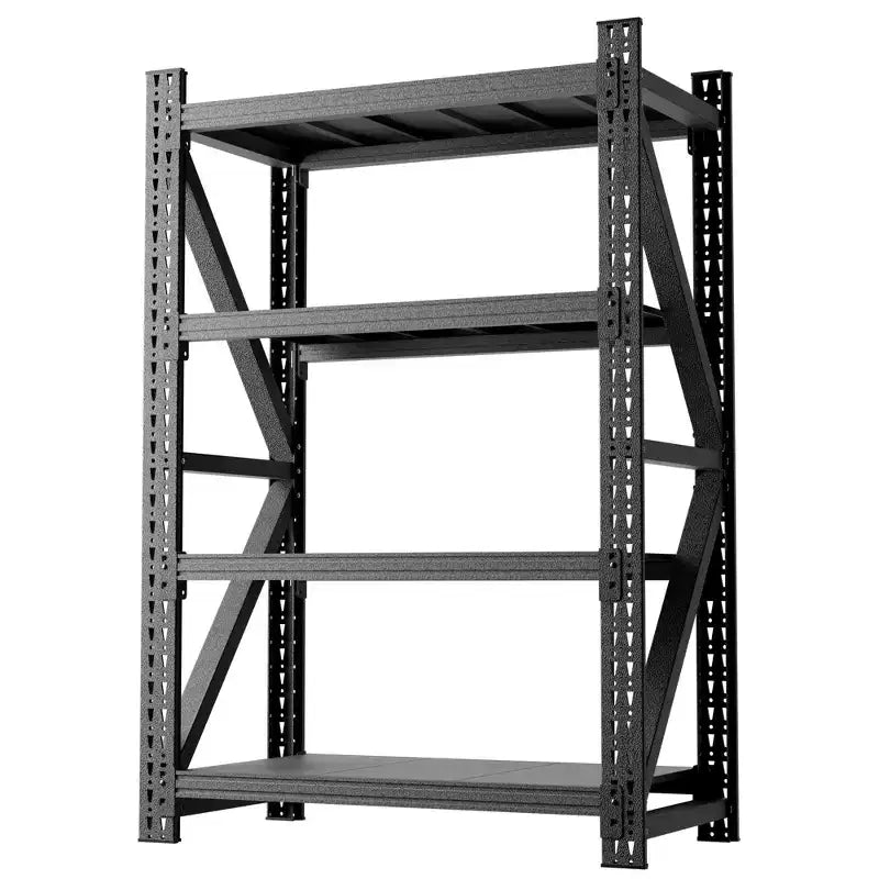 Heavy Duty Metal Adjustable Garage Shelves, Industrial Shelving Unit, Steel Storage Rack for Warehouse, Black