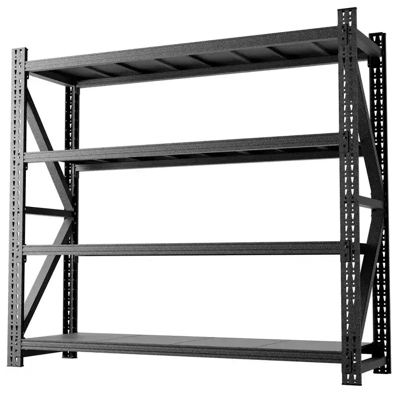 Heavy Duty Metal Adjustable Garage Shelves, Industrial Shelving Unit, Steel Storage Rack for Warehouse, Black
