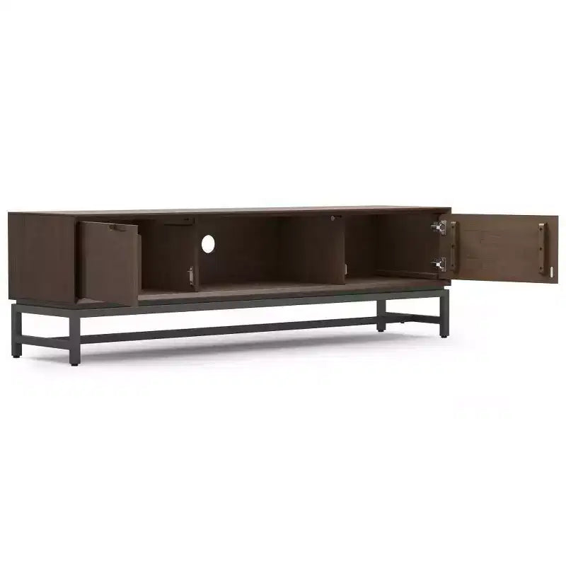 72" Low TV Stand for TVs up to 80" — Walnut Brown Solid Rubberwood Media Console