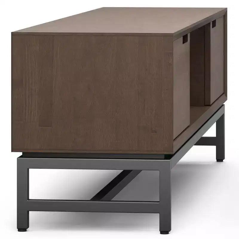 72" Low TV Stand for TVs up to 80" — Walnut Brown Solid Rubberwood Media Console