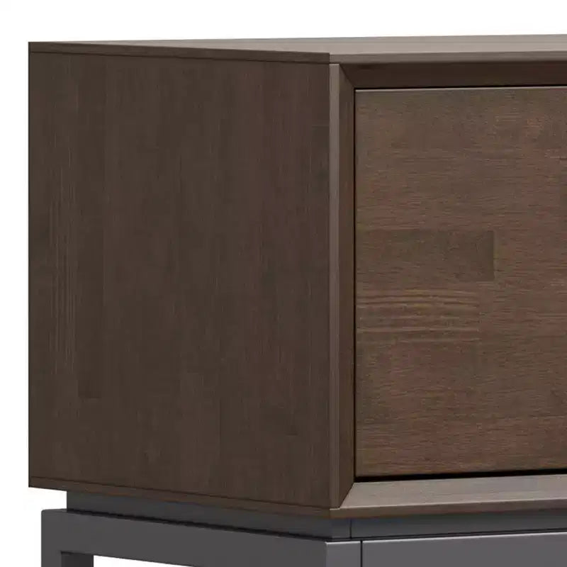 72" Low TV Stand for TVs up to 80" — Walnut Brown Solid Rubberwood Media Console