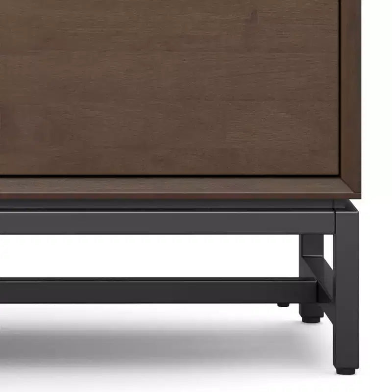 72" Low TV Stand for TVs up to 80" — Walnut Brown Solid Rubberwood Media Console