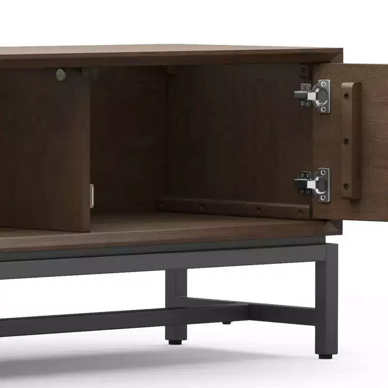 72" Low TV Stand for TVs up to 80" — Walnut Brown Solid Rubberwood Media Console