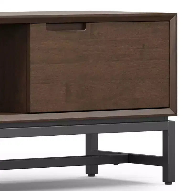 72" Low TV Stand for TVs up to 80" — Walnut Brown Solid Rubberwood Media Console