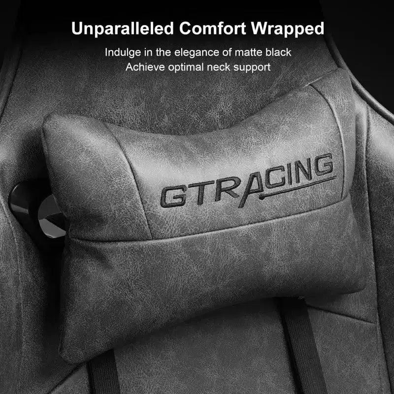Ergonomic Gaming Chair with Footrest, Lumbar Support & Reclining Backrest — Gray
