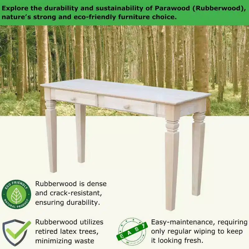 Console avec 2 tiroirs, en bois massif non traité, pour salon, chambre ou entrée