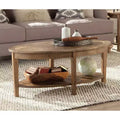 Table basse ovale de 48 pouces avec étagère de rangement pour salon, naturelle