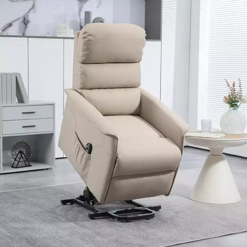 Fauteuil inclinable releveur électrique pour personnes âgées avec télécommande, revêtement en tissu lin