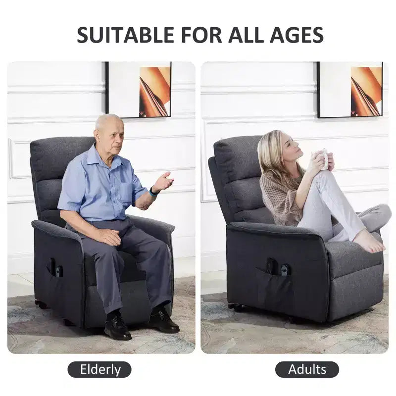 Fauteuil inclinable releveur électrique pour personnes âgées avec télécommande, revêtement en tissu lin