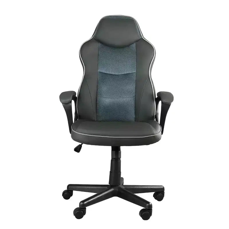 Chaise de bureau réglable en similicuir à dossier haut, gris anthracite