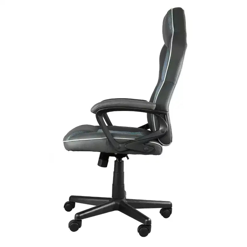 Chaise de bureau réglable en similicuir à dossier haut, gris anthracite