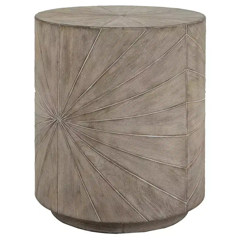 20.5" Round Starburst Wood Side Table — Warm Gray Stain, Fir Wood Veneer